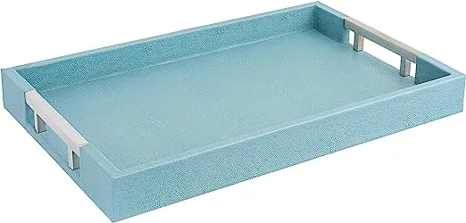 Home Redefined Beautiful Modern Elegant Rectangle Green Faux Leather Tray.