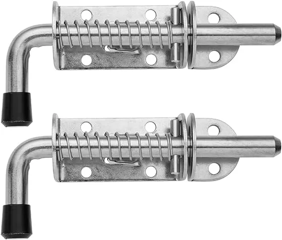 JQK Spring Loaded Latch Pin, 304 Stainless Steel Barrel Bolt Thickened 2mm Door Lock, 5 Inch Brushed Finished(2 Pack), HSB300-P2