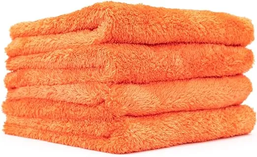 The Rag Company - Eagle Edgeless 500 (4-Pack) Professional Korean 70/30 Blend Super Plush Microfiber Detailing Towels, 500GSM, 16in x 16in, Orange