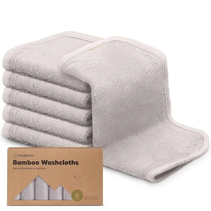 6-Pack Organic Baby Washcloths - Soft Viscose from Bamboo Washcloth, Baby Wash Cloths, Baby Wash Cloth for Newborn, Kids, Bath Baby Towels, Face Towel, Face Cloths for Washing Face (Heather)6-Pack Organic Baby Washcloths - Soft Viscose from Bamboo Washcl