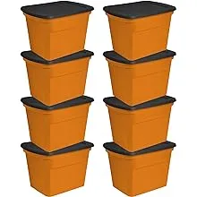 Sterilite 18 Gallon Storage Tote Stackable Plastic Bin with Lid, Purple, 8 Pack