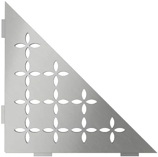 Schluter Shelf-E Brushed Stainless Steel Floral Triangular Corner Shelf