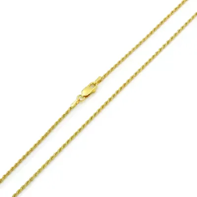 Giorgio Bergamo 925 Italian Sterling Silver 1Mm Solid Rope Diamond Cut Chain, Yellow Gold Plated Link Necklace, 22 In