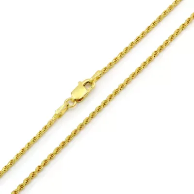 Giorgio Bergamo 925 Italian Sterling Silver 1.5Mm Solid Rope Diamond Cut Chain, Yellow Gold Plated Link Necklace, 16 In