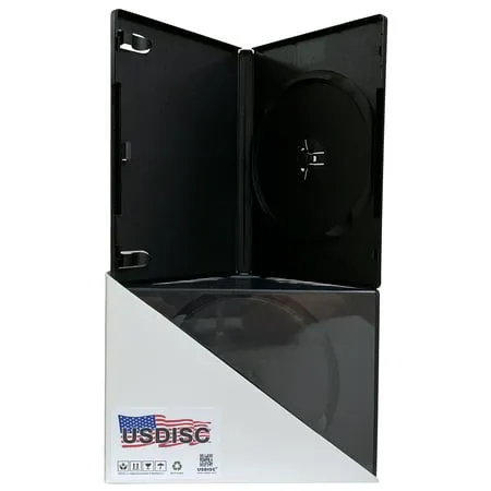 USDISC DVD Cases Standard 14mm Premium Single 1 Disc Black Pack Of 10