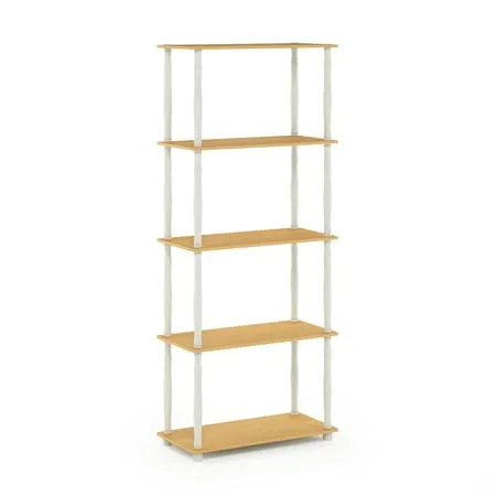 Furinno Turn-N-Tube 5-Tier Multipurpose Shelf Display Rack - Beech/White