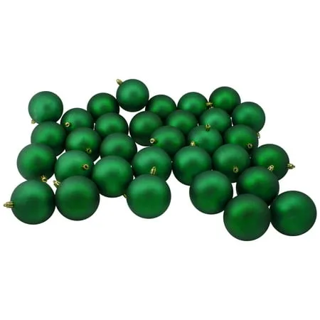 Northlight 32ct Shatterproof Matte Christmas Ball Ornament Set 3.25 - Green