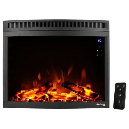 e-Flame USA Edmonton 28" Black Curved LED Electric Fireplace Stove Insert with Remote