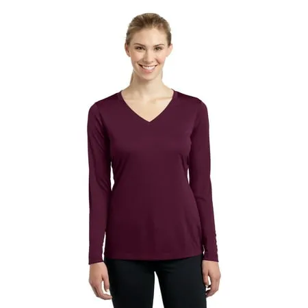 Sport-Tek Women's Maroon Long Sleeve PosiCharge Competitor V-Neck Tee