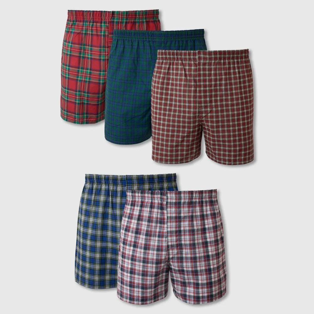 Hanes Men's 5-Pack Boxer Shorts - Plaid - Assorted Colors, Size: XL