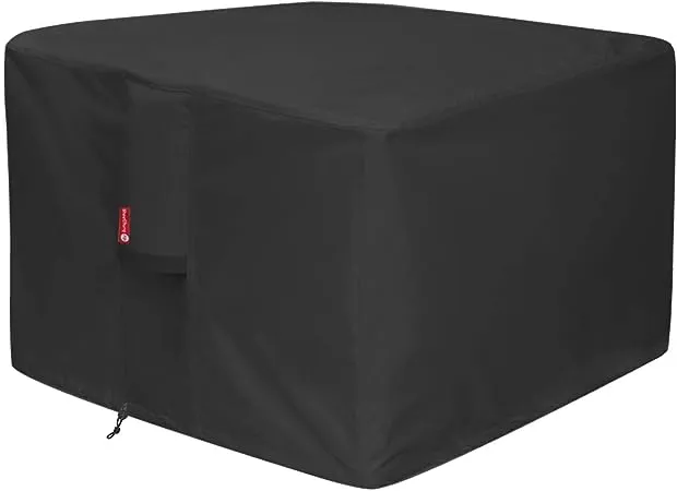 Gas Fire Pit Cover Square-Premium Patio Outdoor Cover Heavy Duty Fabric with PVC Coating,100% Waterproof,Anti-Crack,Fits for 29”,30 inch,31 inch,32 inch Fire Pit/Table Cover (32”L x 32”W x 24”H,Black)