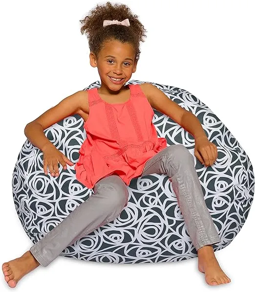 Posh Creations Bean Bag Chair for Kids, Teens, and Adults Includes Removable and Machine Washable Cover, Heather Teal, 38in - Large