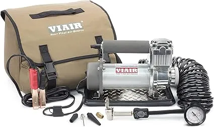 VIAIR 400P - 40050 24V Portable Compressor Kit with Alligator clamps, Tire Inflator, Tire Air Pump, 24V, 33 Duty, 150 PSI, 40 Min. 30 PSI, For up to 35 Inch Tires