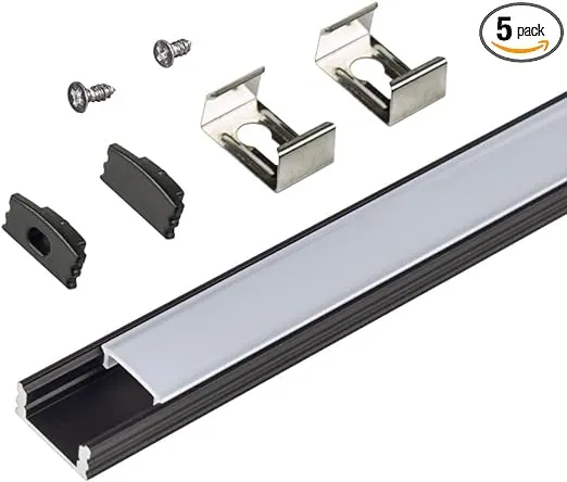 Armacost Lighting Surface Mount LED Tape Light Mounting Channel 5-Pack - Black, 960056