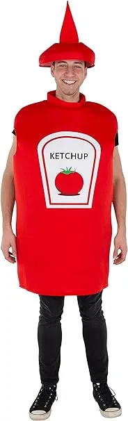 Dress Up America Halloween Adults Ketchup Bottle Costume - One Size