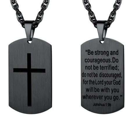 PROSTEEL Cross Christian Stainless Steel Chain Black Plated Dog Tag Jewelry Necklaces Pendants Religious Gifts for Men