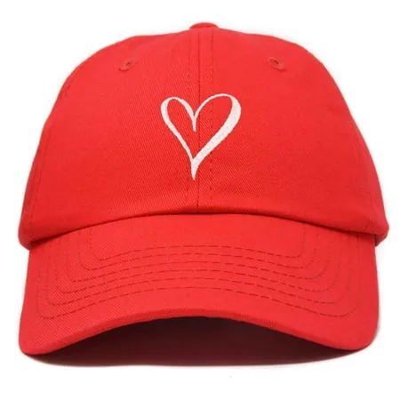 Hand Drawn Heart Hat Womens Embroidered Baseball Cap