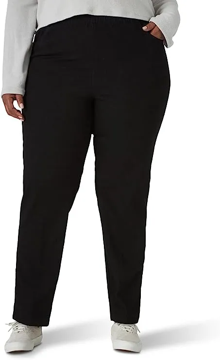 Chic Classic Collection Women's Size Stretch Elastic Waist Pull-On Pant, Black Denim, 22 Plus Petite