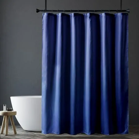 Navy Blue Shower Curtain Liner, Navy Blue Fabric Shower Liner, 2-in-1 Bathroom Shower Curtain and Liner, 12 Grommet Holes, Water Proof, Machine Washable, Hotel Quality, 72 x 72 Inches