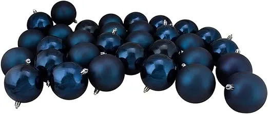 Northlight 60ct Sapphire Blue Shatterproof 2-Finish Christmas Ball Ornaments 2.5" (63mm)