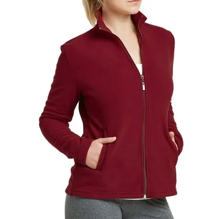 Sofra Women & Plus Polar Fleece Full Zip Up Winter Warm Jacket (Burgundy XL)