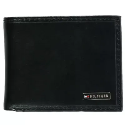 Tommy Hilfiger Men's Leather Fordham Passcase Bifold Wallet, Black