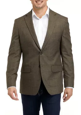 Chaps Men's Single Breasted Brown Plaid Sport Coat