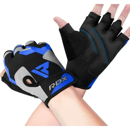 RDX Weight Lifting Gloves Fitness Workout Anti Slip Padded Palm Grip Protection Elasticated Breathable Men Women Gym Home Bodybuilding Strength Training Equipment Half Finger