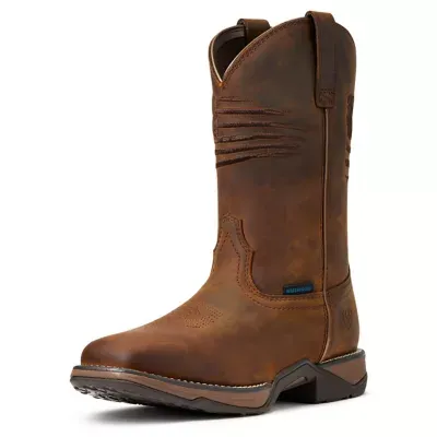 Ariat Women's Anthem Patriot Waterproof Western Boot Distressed Brown 7.5