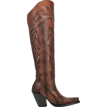 Dan Post Womens Seductress Snip Toe_DELETE Dress Boots_DELETE Over the Knee High Heel 3" & Up - Brown