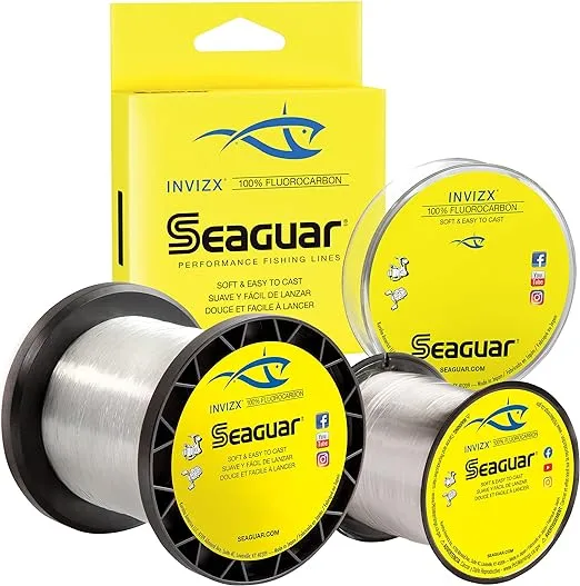 Seaguar Invizx Freshwater 100% Fluorocarbon Fishing Line 200-1000yds, 4-25lb Break Strength, Clear