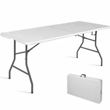 Costway 6' Folding Table Portable Plastic Indoor Outdoor Picnic Party Dining Camp Tables White