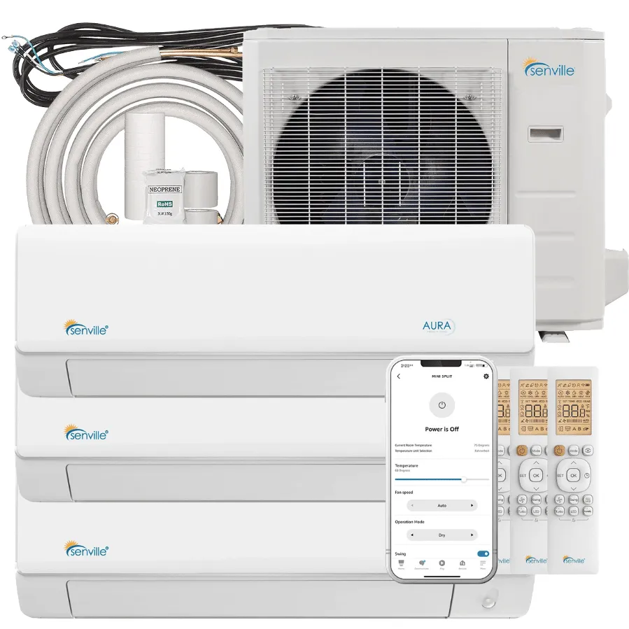 28000 BTU Tri-Zone Mini Split Air Conditioner with Heat Pump