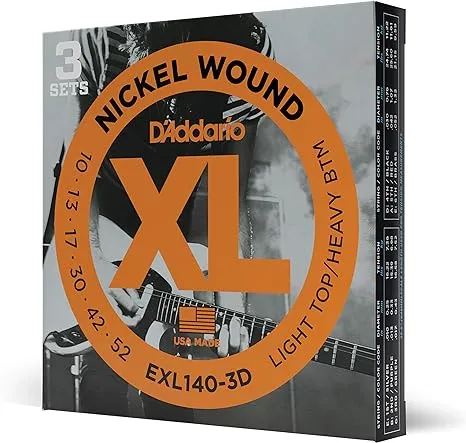 D'Addario Guitar Strings - XT Nickel Coated Electric Guitar Strings - XTE1052 - Extended String Life with Natural Tone & Feel - For 6 String Guitars - 10-52 Lt Top/Heavy BottomD'Addario Guitar Strings - XT Nickel Coated Electric Guitar Strings - XTE1052 