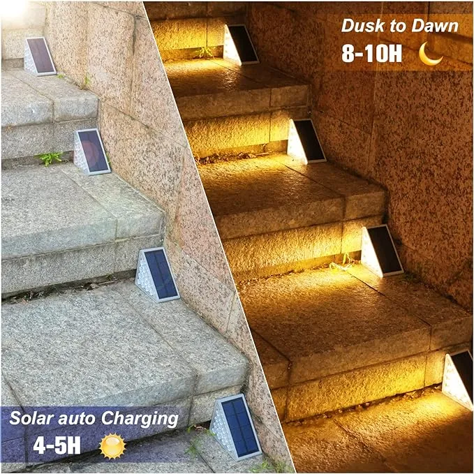 VOLISUN Solar Stair Lights 6 Pack, 7 Fixed Colors, Solar Step Lights Outdoor Waterproof, Christmas Outdoor Step Lights, Solar Deck Lights Outdoor Decor for Garden Stair, Front Step, Porch and Patio