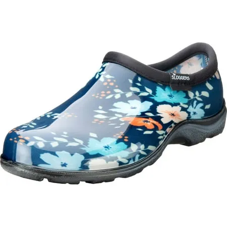 Sloggers Womens Waterproof Garden Shoe- Blue Floral Fun Size 7