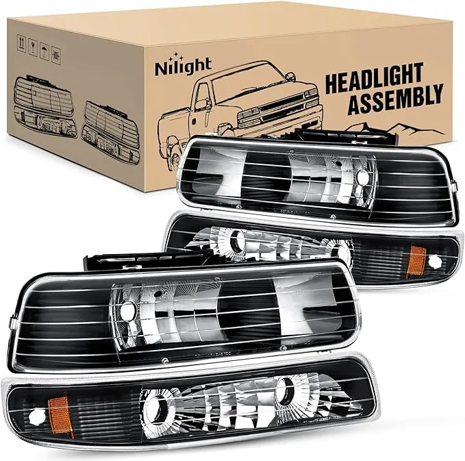 Nilight Headlight Assembly for 1999-2002 Chevy Silverado Avalanche 1500 1500HD 2500 2500HD 3500 Chevrolet