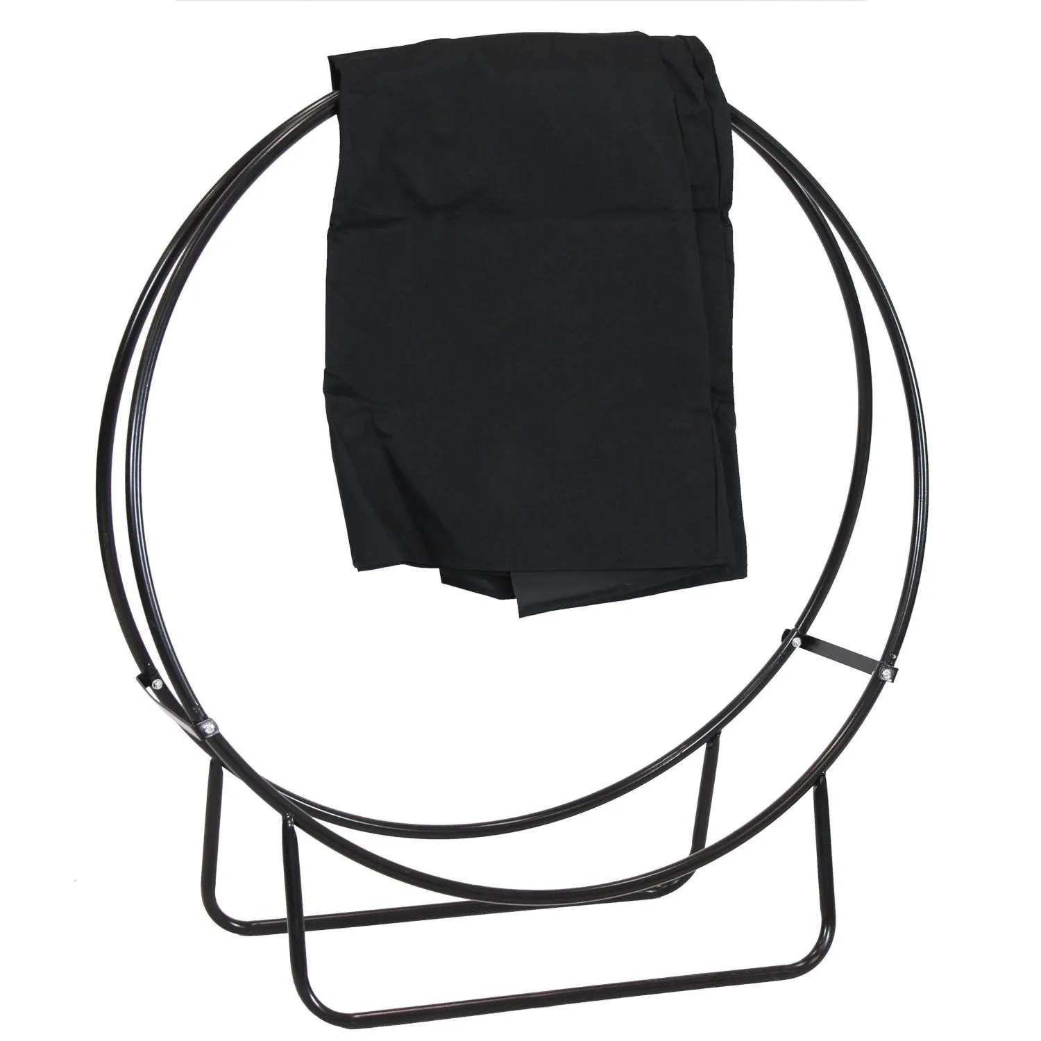 Sunnydaze 40-Inch Steel Firewood Log Hoop w/ Black Cover