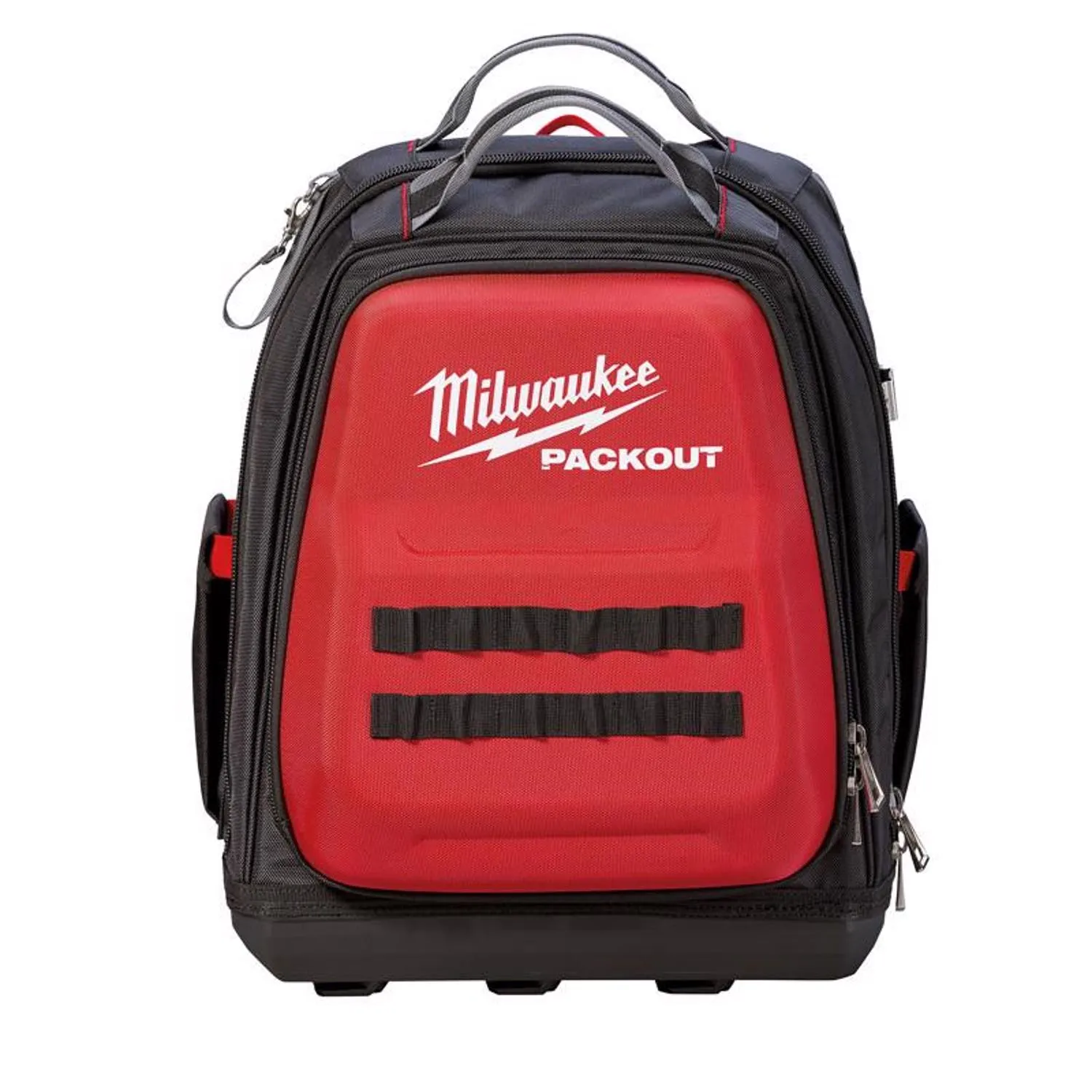 MILWAUKEE PACKOUT Tool Backpack: 15 in Wd, 10 1/4 in Dp, 19 in Ht, 2 Outside Pockets, Red/Black