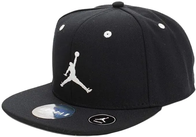 NIKE Jordan Boys' Jumpman Snapback Hat (Youth 8-20, Black/White)