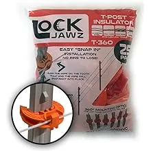 Lock Jawz T-360 Electric Fence T-Post Insulator - Orange (Bulk Qty: 100)