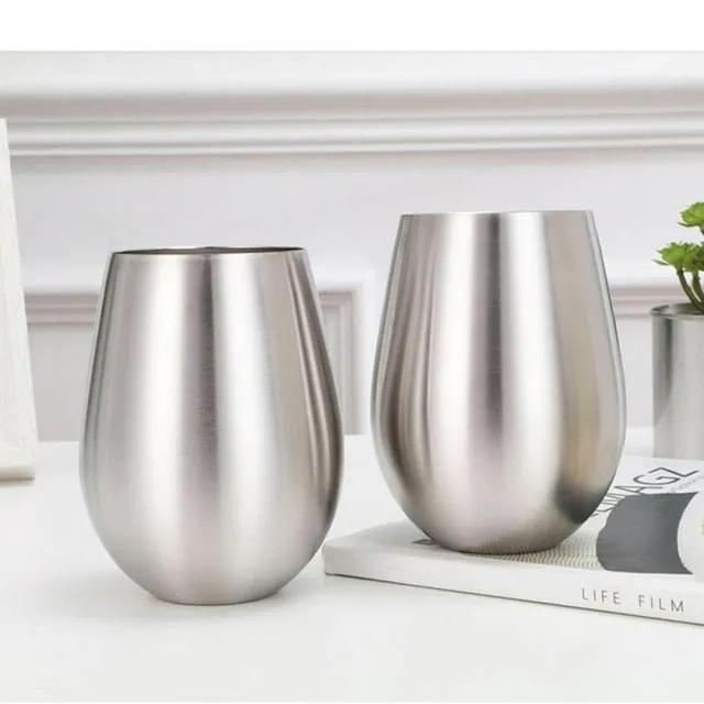 FineDine Stainless Steel Wine Glasses Set of 4