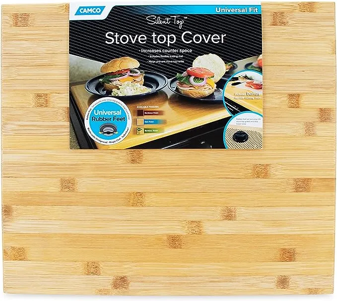 Camco Oak Accents RV Silent Top Stovetop Cover | 19 ½-inches (L) x 17-inches (W) x ¾-inches (H) | (43521)