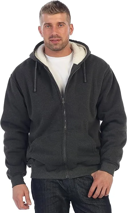 Gioberti Men's Heavyweight Sherpa Lined Fleece Hoodie Jacket