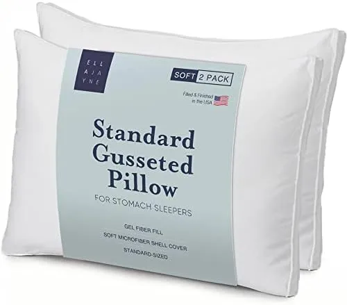 Ella Jayne Gusseted Soft Plush Down Alternative Stomach Sleeper Pillow, Set of 2 - Standard