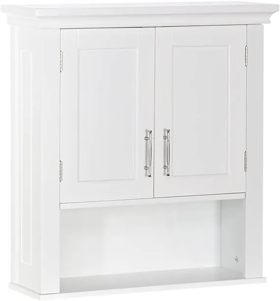 RiverRidge Home Somerset 2-Door Bathroom Storage Wall Cabinet with 1 Open Shelf and 2 Interior Shelves, Gray