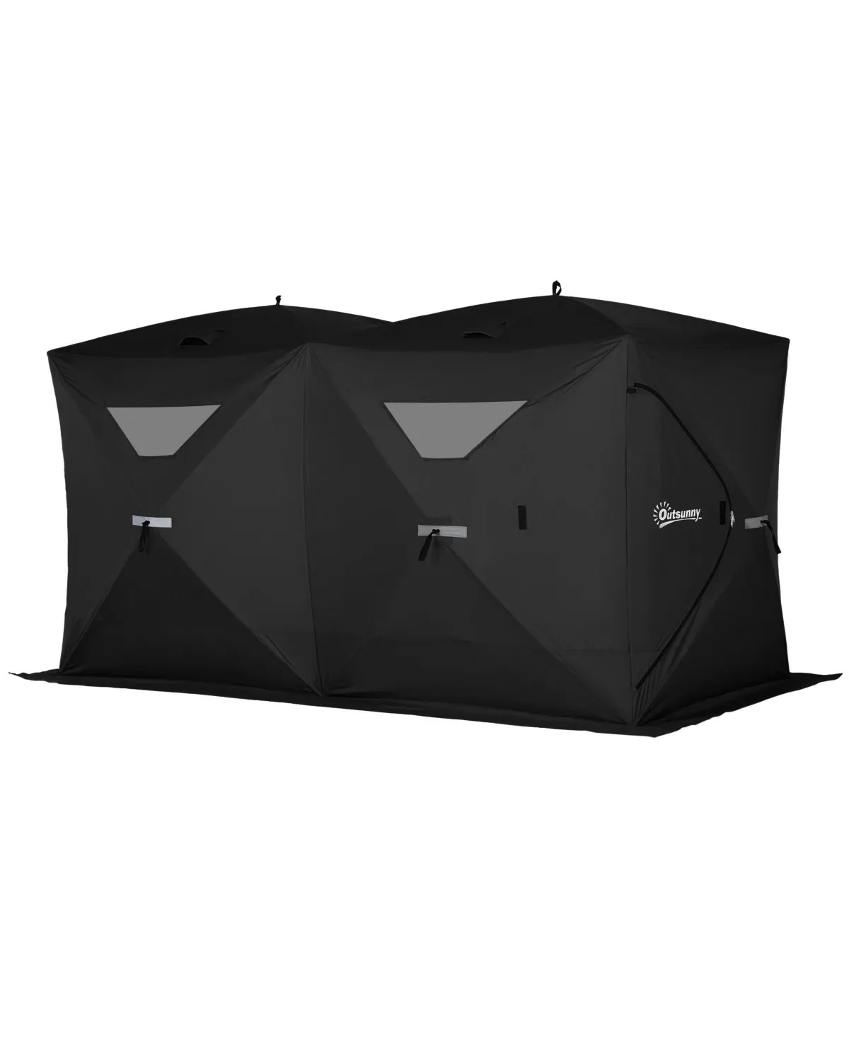 Outsunny 8 Person Ice Fishing Shelter Pop-Up Ice Fishing Tent, Black