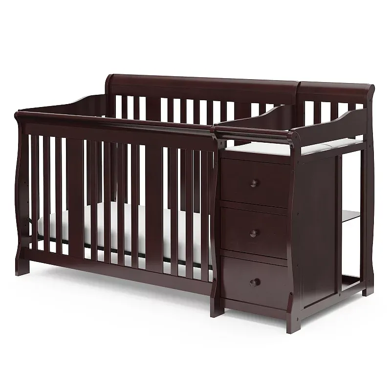 Storkcraft Portofino 4-in-1 Fixed Side Convertible Crib Changer, Brown