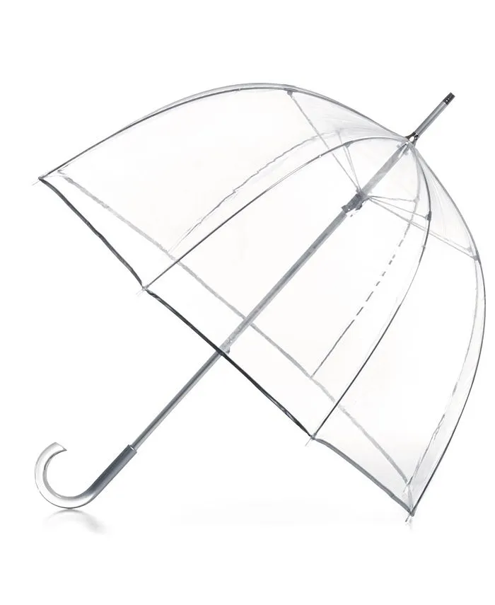 Totes Signature Clear Bubble, Rain & Windproof Umbrella - Perfect for Weddings, Travel and Outdoor Events - Curved Handle with Deluxe Finish, in Transparent or Colorful Design Options