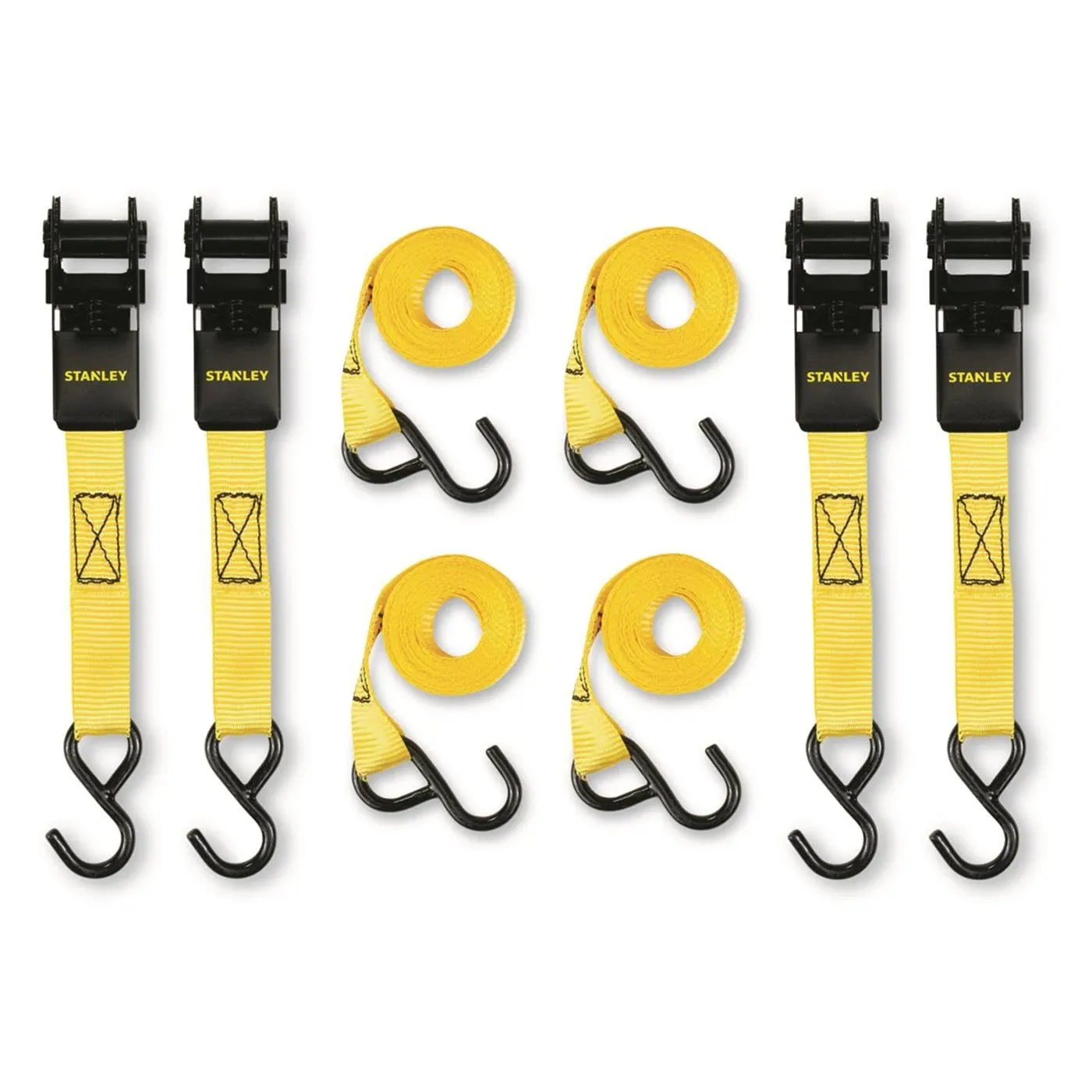 Stanley 1 inch x 10' Ratchet Straps 4 Pack